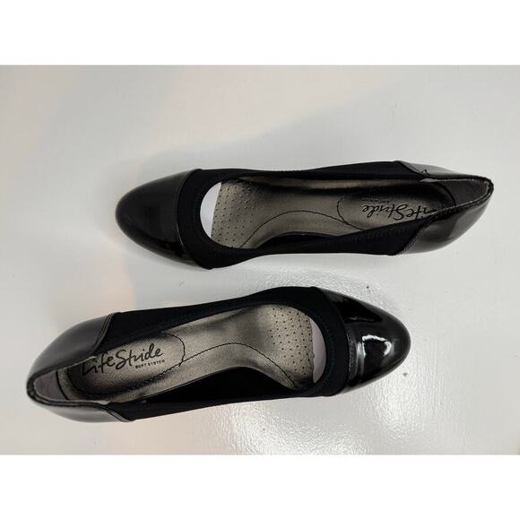 Life Stride Soft System Parigi Pumps 8.5 M Black Patent/Microsuede Comfort Heel - Picture 5 of 10